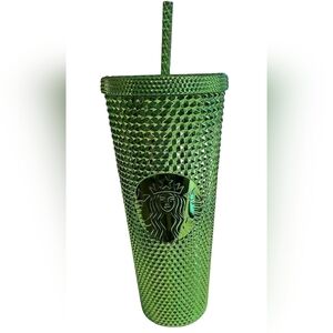 Starbucks Studded 2023 Tumbler with Straw, Green Metallic 24 Fl Oz New